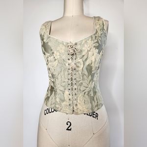 VTG Gigi Clarke Uroborus Corset Floral Brocade Baroque Renaissance Bustier XS